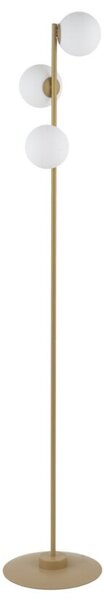Lampa podłogowa minimalistyczna złoto-beżowa dekoracyjna 3 mleczne klosze 3xG9 12W Gama Sigma Lighting