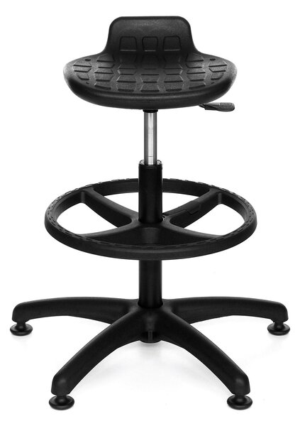 Krzesło Lab Stool Ring Base czarne z podnóżkiem