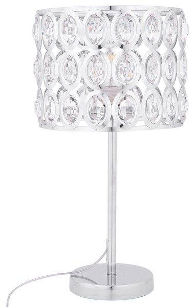 Lampa stołowa srebrna wysoki połysk z kryształkami metalowa 53 cm Tenna Beliani