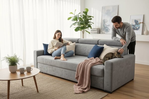 Sofa OH Phoenix S1 z funkcją spania i regulowanymi zagłówkami