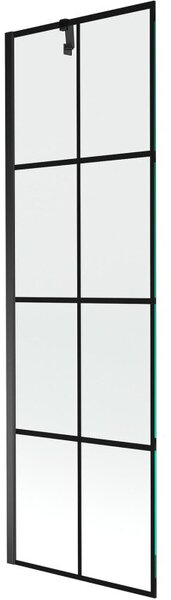 Mexen Next parawan nawannowy 1-skrzydłowy 60 x 150 cm, czarna kratka, czarny - 895-060-000-00-77-70