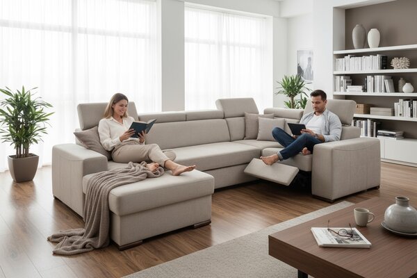 Narożnik OH Phoenix K2 z funkcją spania i elektrycznym relaxem