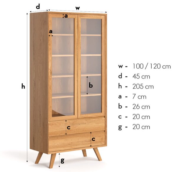 Witryna drewniana Quatro Buk 100 cm