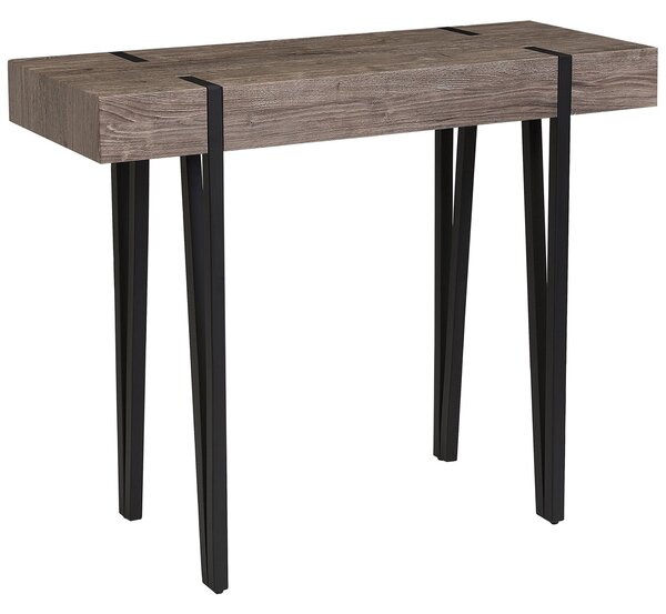 Konsola stolik do przedpokoju salon metalowe nogi 100x40cm ciemne drewno Adena Beliani