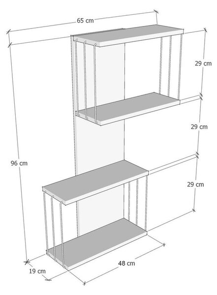 Antracytowo-naturalna wielopoziomowa półka w dekorze sosny 65 cm Destan – Kalune Design