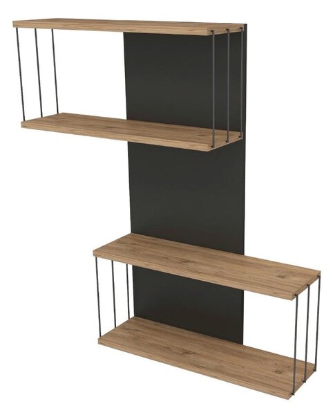 Antracytowo-naturalna wielopoziomowa półka w dekorze sosny 65 cm Destan – Kalune Design