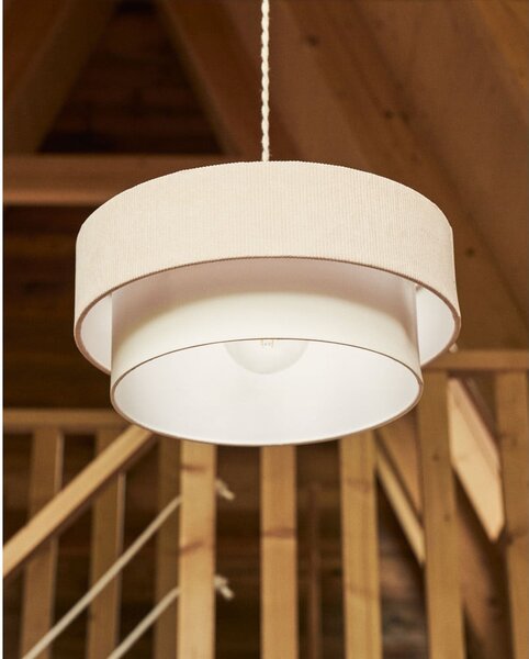 Biało-beżowa lampa wisząca z tekstylnym kloszem ø 40 cm Bianella – Kave Home