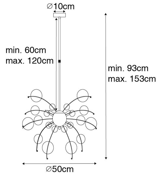 Designerska lampa wisząca z mosiądzu z przydymionym szkłem 8 świateł - Explode Oswietlenie wewnetrzne