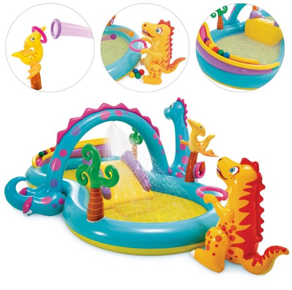 Wodny plac zabaw Dinoland zjeżdżalnia 302x229x112 cm INTEX 57135