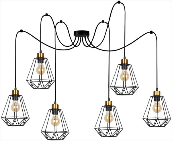 Lampa czarna 6-ramienna pająk A1-S23