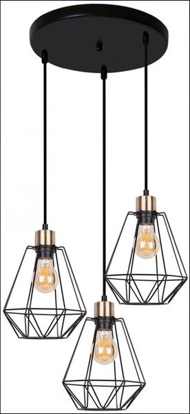 Czarna potrójna lampa wisząca w stylu loftowym - K116 R9-R57