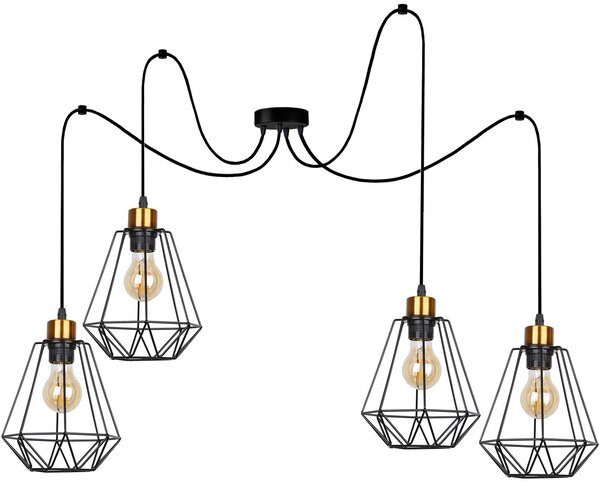 Metalowa czarna lampa druciana typu pająk D7-N63