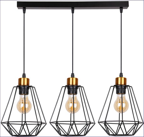 Industrialna czarna potrójna lampa druciana P3-E05