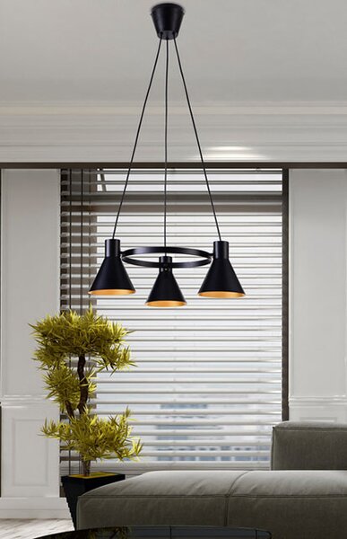Czarna matowa potrójna lampa wisząca do loftu - 11X K106 N0-H18