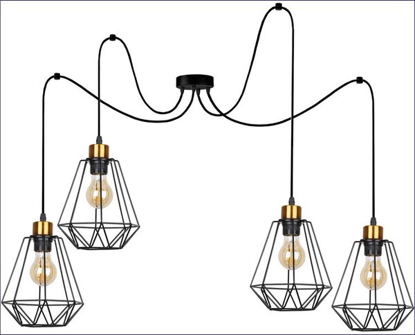 Metalowa czarna lampa druciana typu pająk D7-N63
