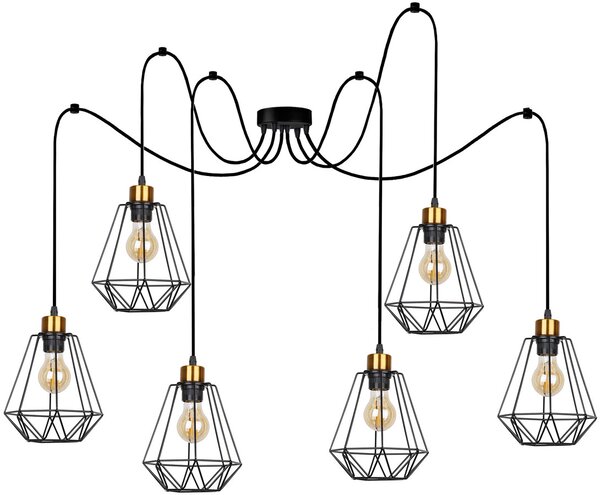 Czarna lampa pająk 6-ramienna - K112-Wigo