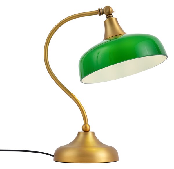 Klasyczna lampa stołowa z brązu z zielonym szkłem opalowym - Clerk