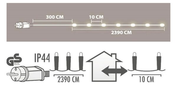 Łańcuch świetlny 240 LED zewnętrzny/wewnętrzny 23,9 m, biały