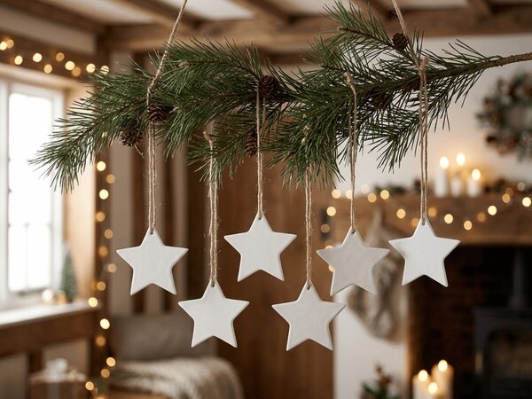 Ceramiczna ozdoba świąteczna CLAY STAR 8 cm, biała