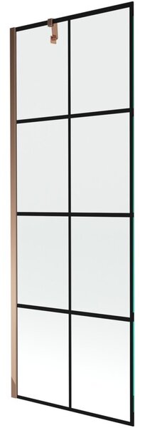Mexen Next parawan nawannowy 1-skrzydłowy 70 x 150 cm, czarna kratka, różowe złoto - 895-070-000-00-77-60