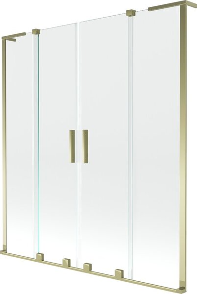 Mexen Velar L Duo parawan nawannowy 2-skrzydłowy rozsuwany 150 x 150 cm, transparent, złoty - 896-150-003-02-50