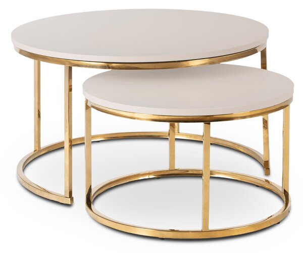 Zestaw Stolików Kawowych APULIA MAX 60 cm/80 cm Kaszmir/Złoty Glamour