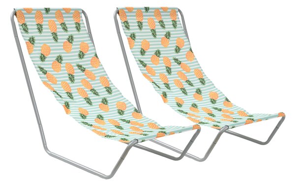 Zestaw 2 szt. składanych leżaków plażowych SAND PINEAPPLE, kolorowe