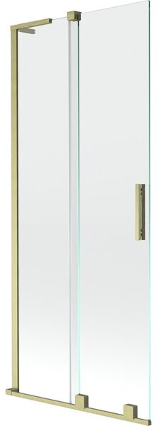 Mexen Velar L parawan nawannowy 2-skrzydłowy rozsuwany 80 x 150 cm, transparent, złoty szczotkowany - 896-080-003-01-55