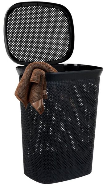 Kosz na pranie plastikowy czarny 60 l