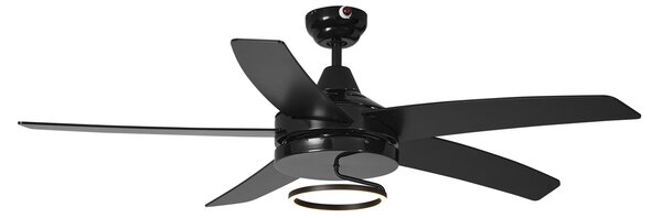 Czarny wentylator sufitowy 132 cm z LED i pilotem - Cool Anello