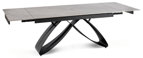 Stół Rozkładany Prostokątny LUIGI 160-240 cm Ceramiczny Szary Marmur/Czarny do Jadalni Nowoczesny