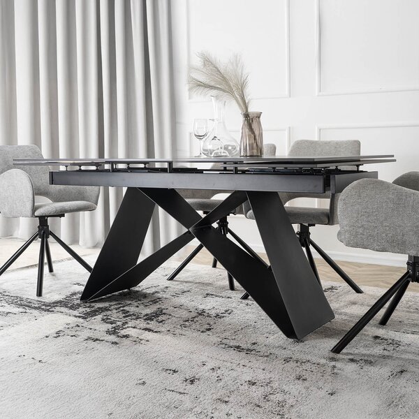 Stół Rozkładany Prostokątny VICTOR 160-240 cm Ceramiczny Czarny do Jadalni Nowoczesny Loft