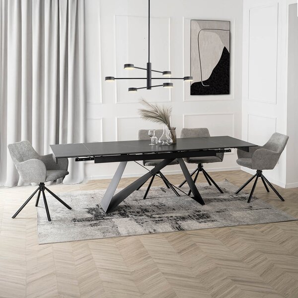 Stół Rozkładany Prostokątny VICTOR 160-240 cm Ceramiczny Czarny do Jadalni Nowoczesny Loft