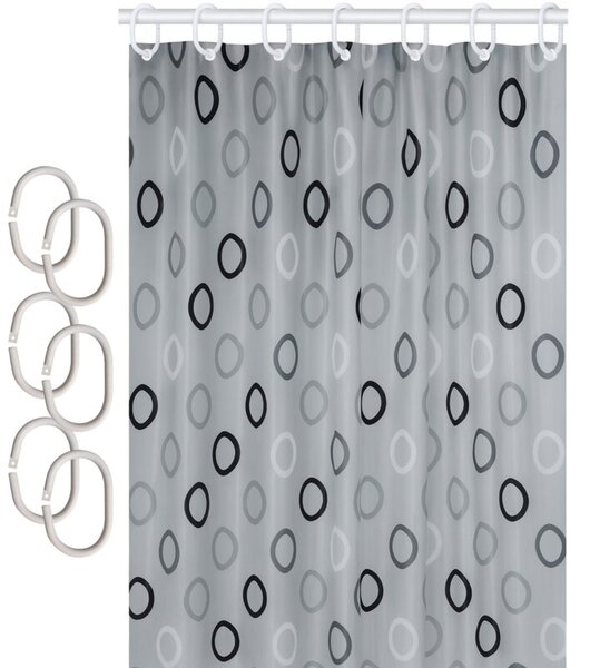 Zasłona prysznicowa Estiva tekstylna 180x200 wzór v6rings 1 szt