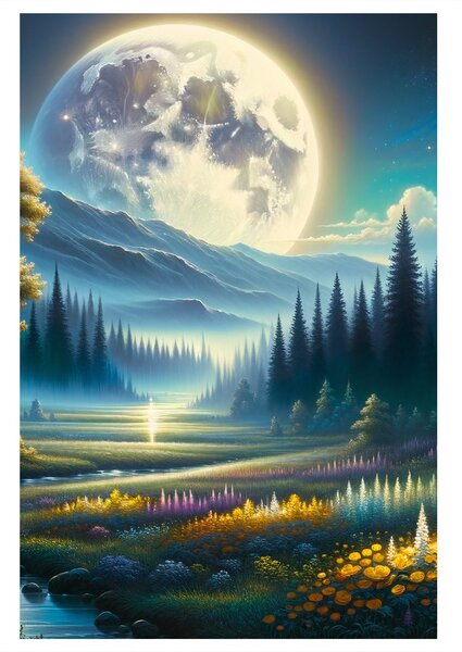Obraz spokojna nocna natura z rzeką