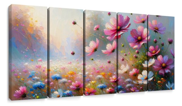 5-częściowy obraz rozkwitająca łąka