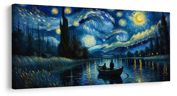 Obraz gwiaździsta noc nad rzeką