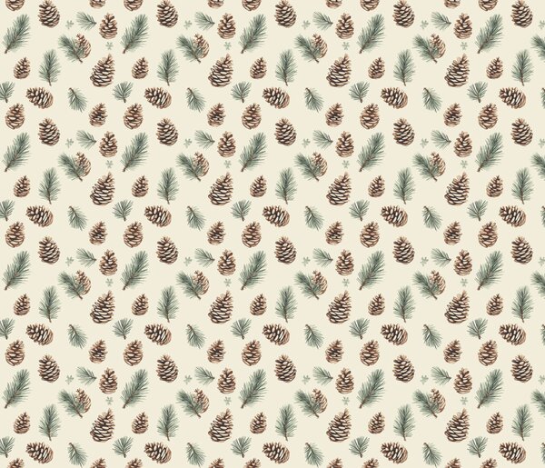 Bawełniana poszewka na poduszkę PINE CONES 45x45 cm, kolorowa