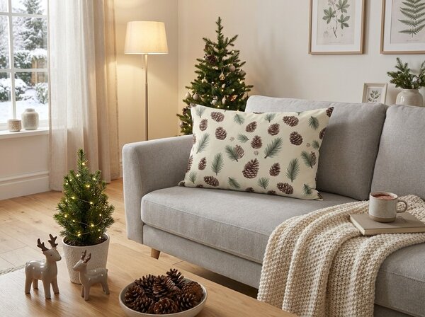 Bawełniana poszewka na poduszkę PINE CONES 50x70 cm, kolorowa