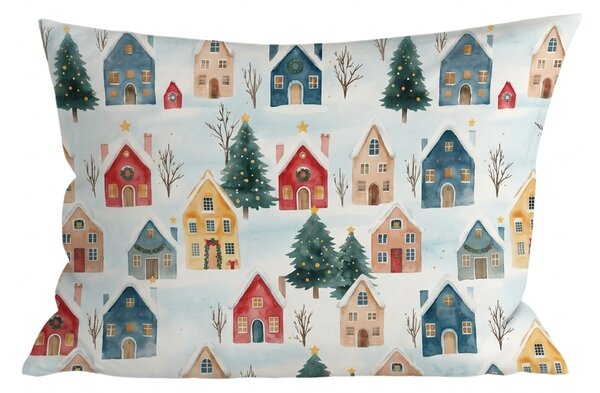 Bawełniana poszewka na poduszkę WINTER VILLAGE 50x70 cm, kolorowa