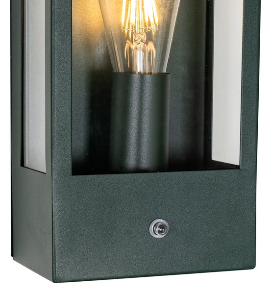 Lampa ścienna zewnętrzna ciemnozielona z czujnikiem zmierzchu IP44 - Rotterdam