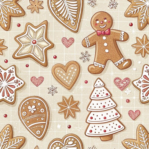 Bawełniana poszewka na poduszkę GINGERBREAD JOY 45x45 cm, beżowy