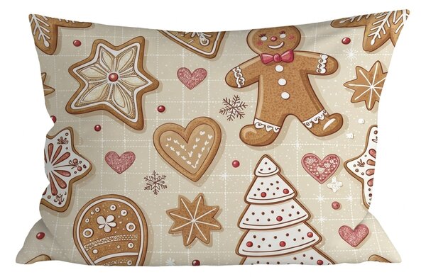 Bawełniana poszewka na poduszkę GINGERBREAD JOY 50x70 cm, beżowa