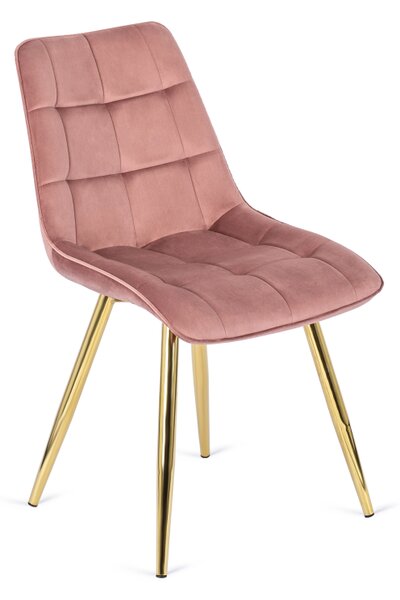 Krzesło Tapicerowane do Salonu CARO Różowe Welurowe Nowoczesne Loft