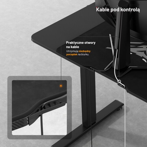 Biurko gamingowe elektryczne Diablo X-Tensio 110 cm, kolor czarny carbon