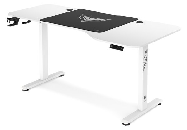 Biurko gamingowe z regulacją wysokości Diablo X-Tensio 160 cm, kolor biały