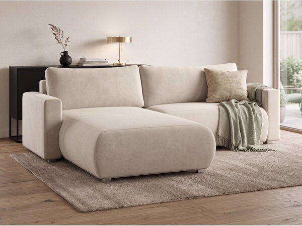 Kremowa, rozkładana, narożna sofa MONORA, dwustronna