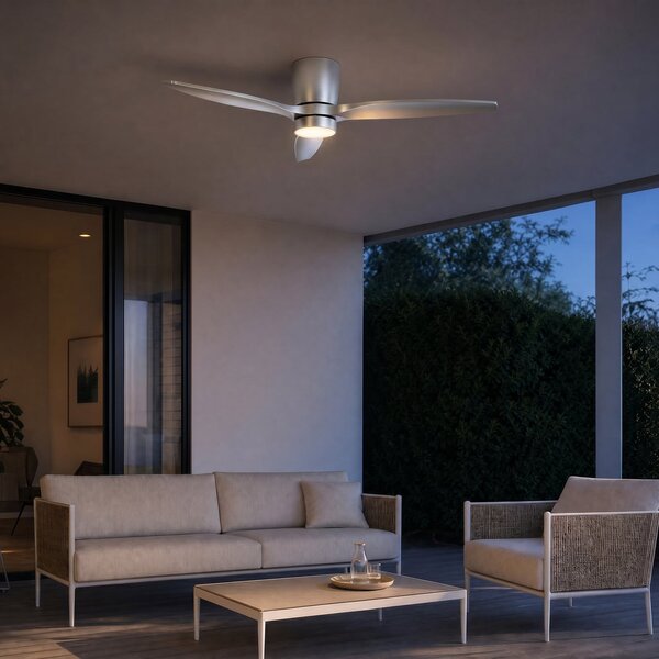 Wentylator sufitowy LED Sorin, aluminium, CCT, IP44, 3 łopatki – Lucande Lucande, Sorin, metaliczny, salon, metal, nowoczesny
