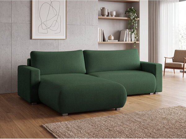Ciemnozielona rozkładana narożna sofa TAFIRA, dwustronna