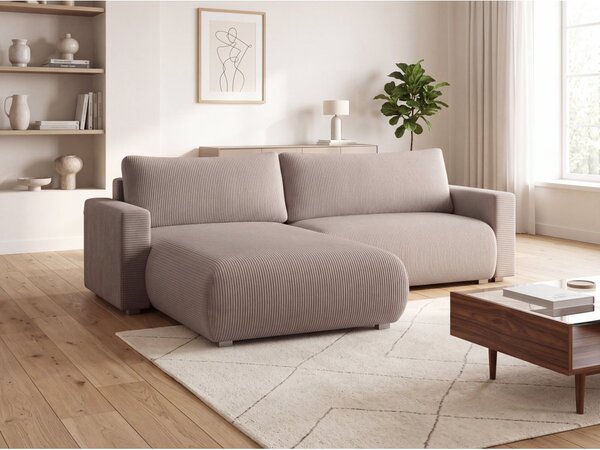 Beżowa rozkładana narożna sofa TAFIRA, dwustronna